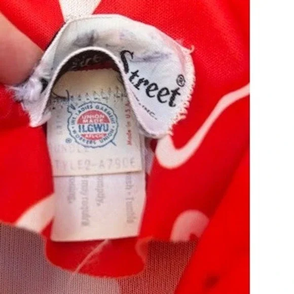 Vintage Bleeker Street Red White Floral Midi Dress 70s ILGWU Jonathan Logan - Picture 4 of 6